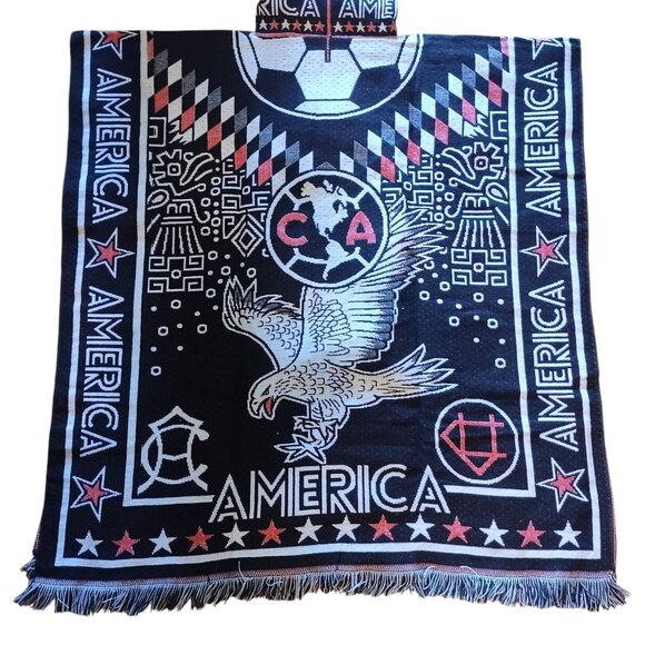 Club America Mexican Poncho - Stylish Fan Gear for Game Day | Red Black - Picture 5 of 6